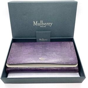 Mulberry Lizard-Embossed Purple Clutch